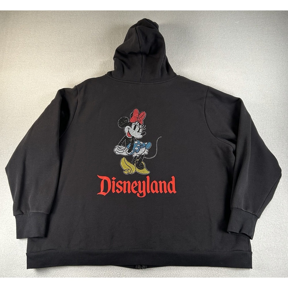 Disneyland Parks Womens Rhinstone Minnie Mouse Zip Up Sweatshirt 2X Plus Size